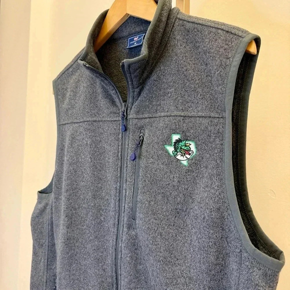 Vineyard Vines Men's Fleece Vest Gray M Full-Zip TX Southlake Carroll Dragons - Picture 5 of 12